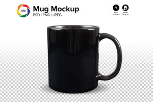 11 Oz Black Mug Mockup - PSD & PNG