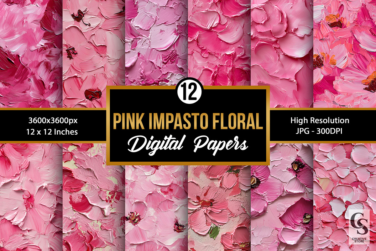 Pink Abstract Painted Flowers Papers, a Pattern Graphic by Creative Store (Photo 1 of 5)