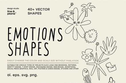 Emotions Line Illustrations 40pieces, an Object Graphic by line & plane