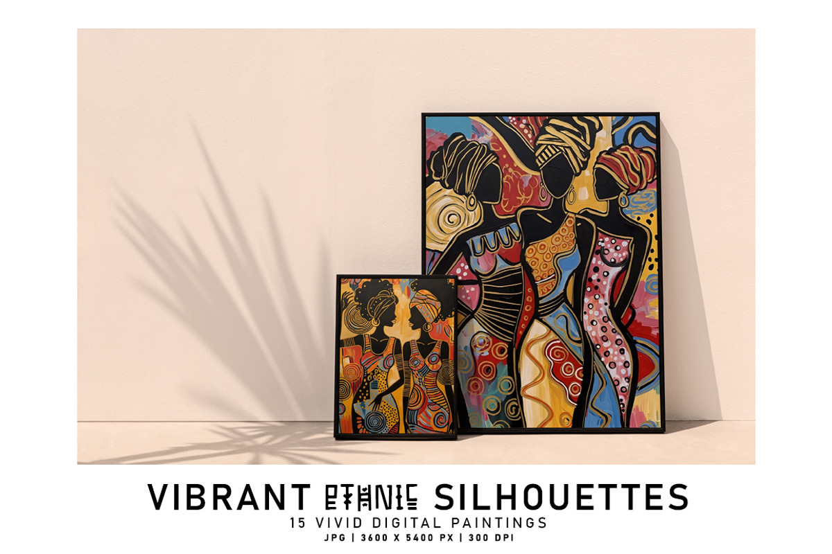 Vibrant Ethnic Silhouettes, a Decorative Illustration by Digital Art Creations (Photo 7 of 7)