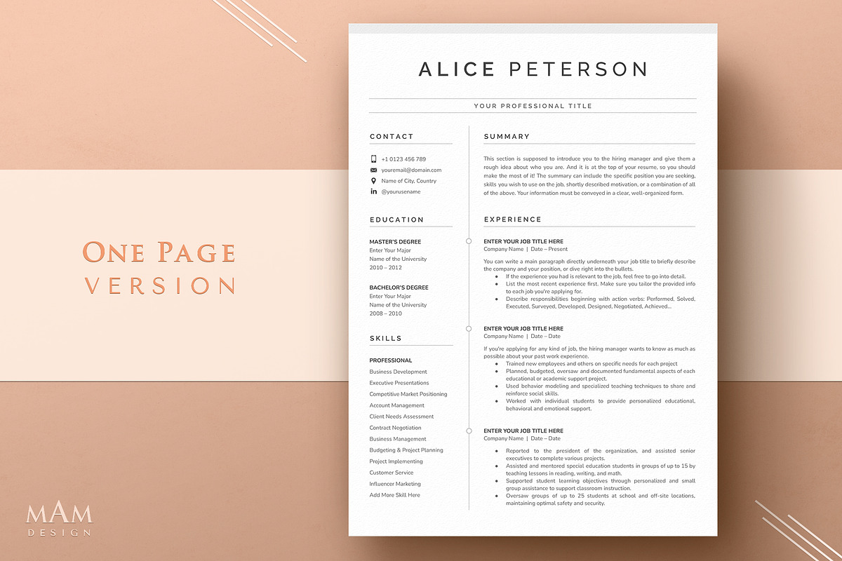 Modern Resume Template, a Resume Template by MAM Design (Photo 2 of 10)