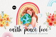 Earth Peace Love Watercolor Set, a Person Illustration by Art Dari Autumn (Thumbnail 1 of 12)
