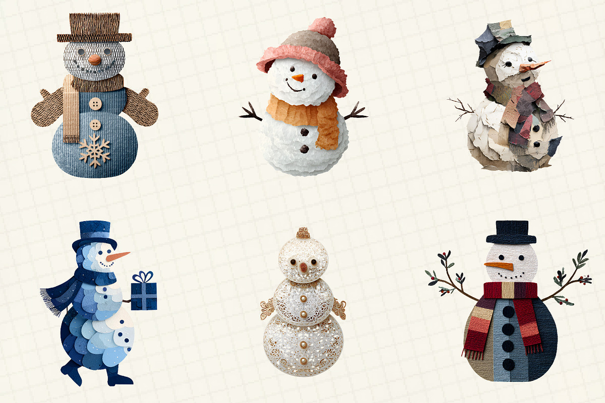 Christmas Snowman Clipart, an Illustration by DreamCafeArt (Photo 2 of 6)