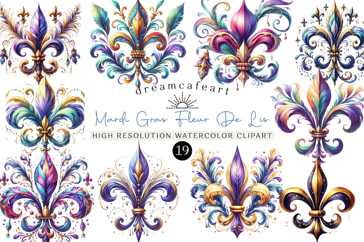 Mardi Gras Fleur De Lis, an Illustration by DreamCafeArt (Photo 1 of 6)