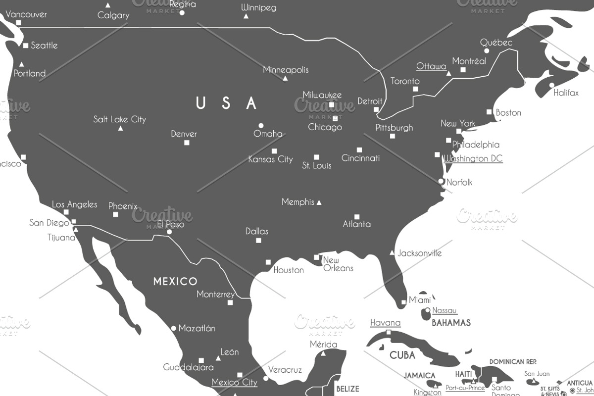 Vector World Map with main cities, an Education Illustration by asantosg (Photo 4 of 7)