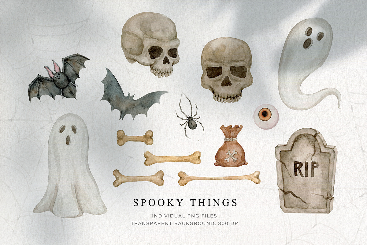 Halloween watercolor collection, a Decorative Illustration by CrystalinaShop (Photo 8 of 16)
