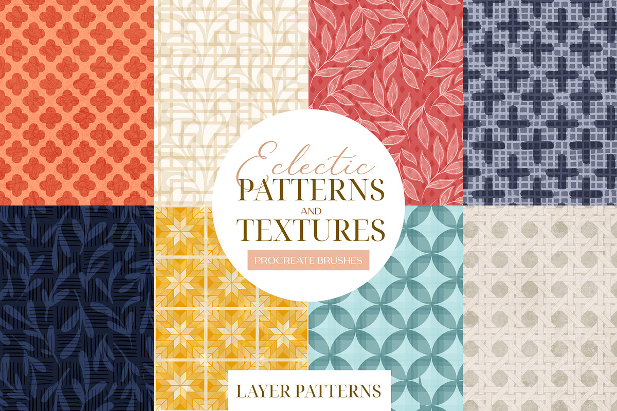 Procreate Pattern & Texture Brushes, a Brush Add-On by Eclectic Anthology