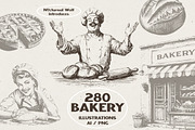 280 Vintage Bakery Illustrations, a Food Illustration by Nocturnal Wolf (Thumbnail 1 of 15)