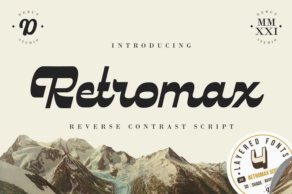 Retromax | Reverse Contrast Script, a Script Font by Debut Studio (Photo 1 of 18)