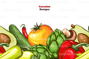 VEGGIES SEAMLESS, a Food Illustration by Serghei Caraulan (Thumbnail 3 of 6)