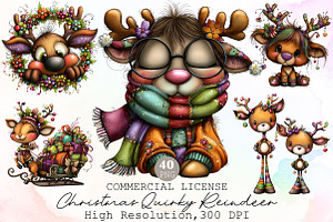 Christmas Quirky Reindeer Clipart, an Illustration by Sublimation Artist