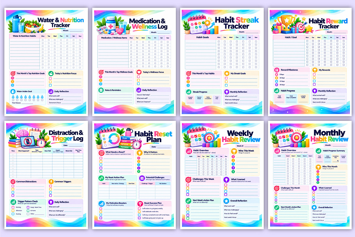 ADHD Habit Tracker | Focus, a Stationery Template by Mustafiz (Photo 4 of 4)