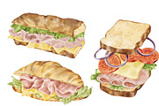 Watercolor Burger & Sandwich, a Food Illustration by ArtbyHien (Thumbnail 2 of 6)