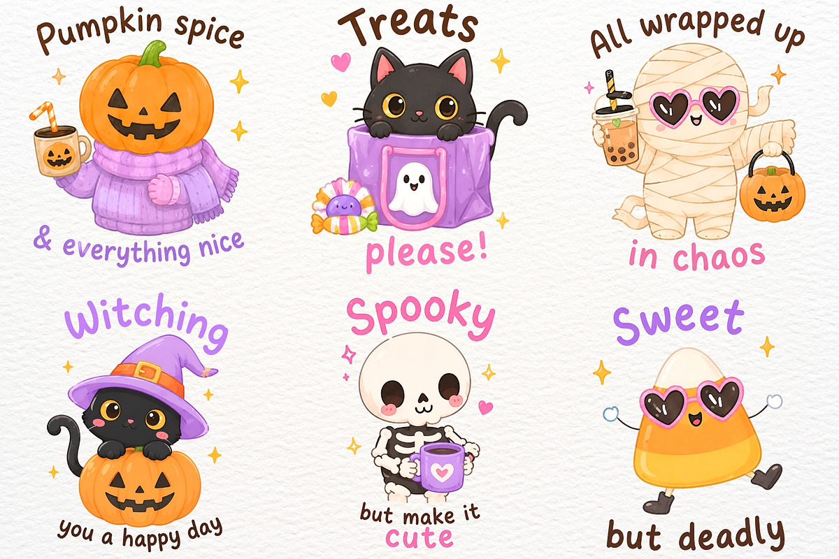 Halloween Kawaii Clipart Pumpkin PNG, a Seasonal Illustration by SugarCloudStudioArt (Photo 4 of 5)