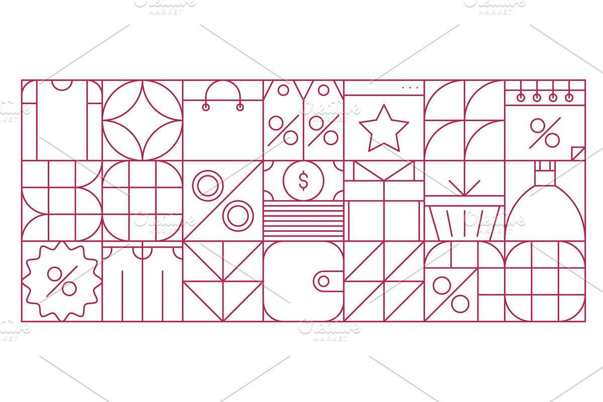 Shopping retail sale mosaic pattern, an Object Illustration by Vector Tradition