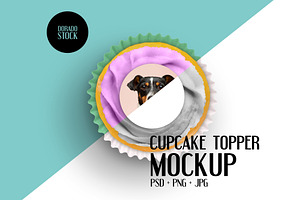 Cupcake Topper Mockup. Top View.