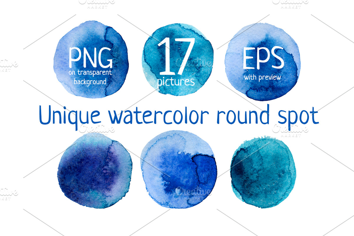Watercolor round elements set., an Illustration by Vasilevska (Photo 1 of 5)