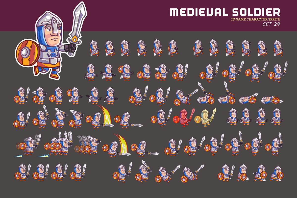 MEDIEVAL SOLDIER GAME SPRITE, an Illustration by Silpin