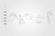 Christmas and gingerbread line art, a Background Graphic by lawoel (Thumbnail 1 of 3)