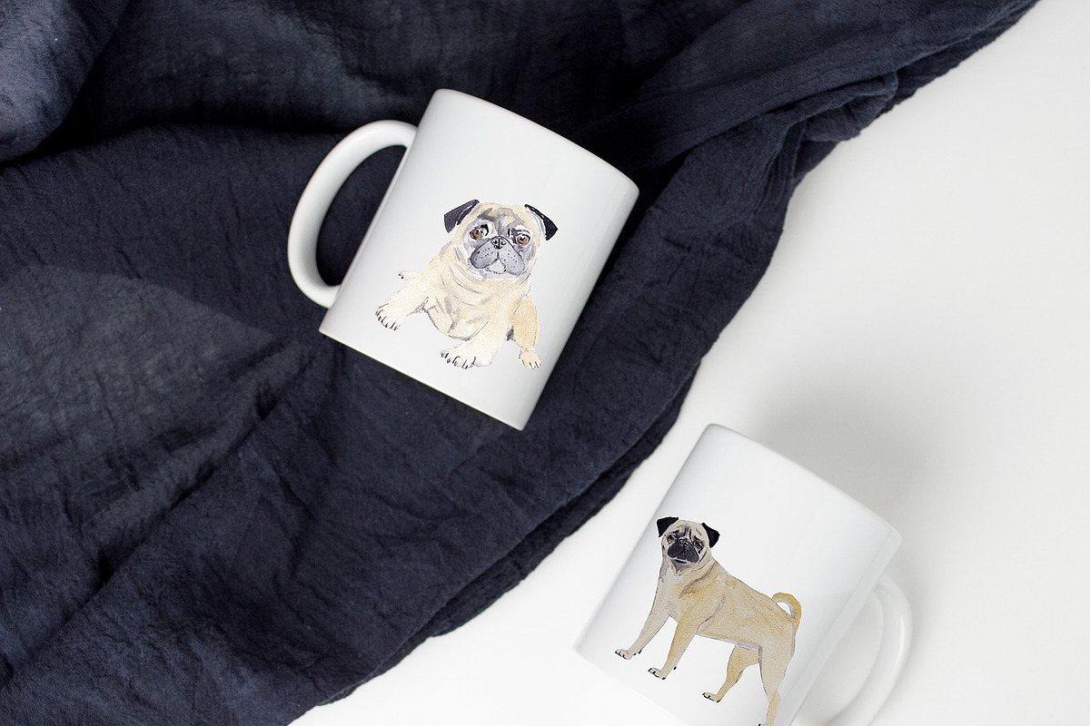 Watercolor Pug Dog Illustration, an Illustration by Foxery Digital (Photo 5 of 5)