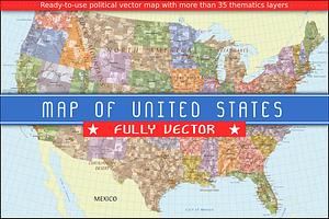 Vector Map of United States, a Work Illustration by Cartorical