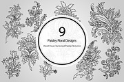 9 Paisley Floral Designs (Vector), an Object Graphic by BIOWORKZ (Thumbnail 1 of 5)