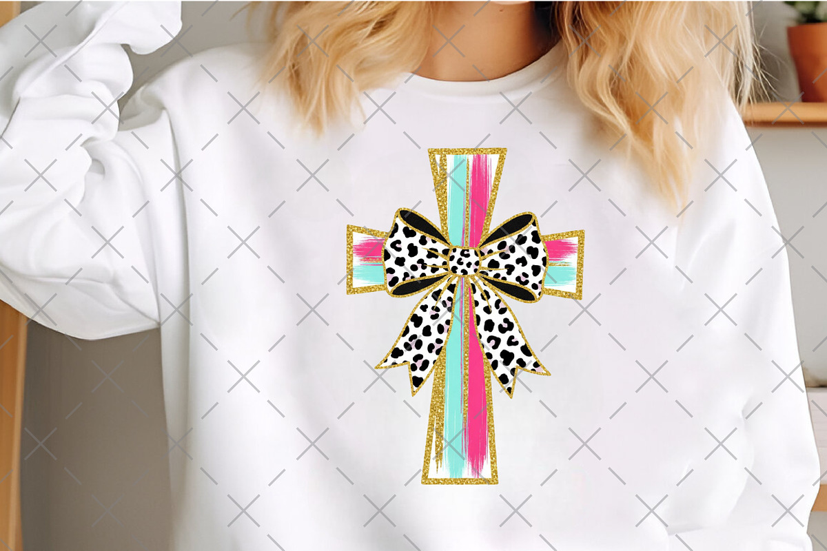 Glitter Leopard Bow Cross PNG, an Illustration by Craft Nest (Photo 3 of 6)