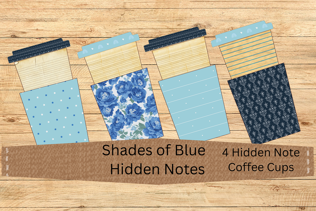 Shades of Blue Hidden Coffee Notes, a Pattern Graphic by SmallTownDigital (Photo 1 of 3)