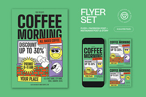 Green Coffee Shop Promo Flyer Set, a Flyer Template by graphicook