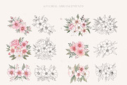 Watercolor Pink Florals & Ink, an Illustration by Michèle Kae (Thumbnail 3 of 10)
