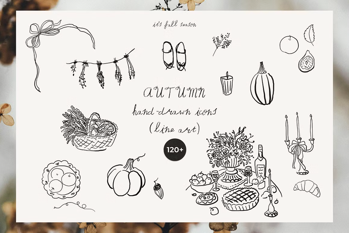 AUTUMN BUNDLE Textures Icons Prints, an Object Graphic by Lana Elanor (Photo 10 of 10)