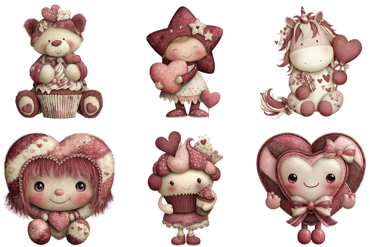Kawaii Valentines Clipart, an Illustration by CraftArtStudio (Photo 5 of 6)