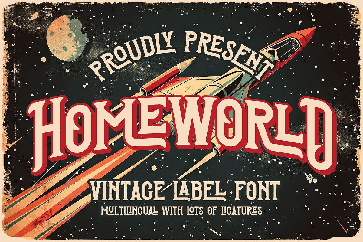 Homeworld Vintage Label Font, a Serif Font by JumboDesign (Photo 1 of 6)