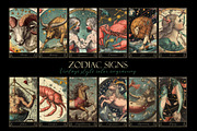 Zodiac signs. Vintage engraving, a Decorative Illustration by Chikovnaya (Thumbnail 2 of 2)