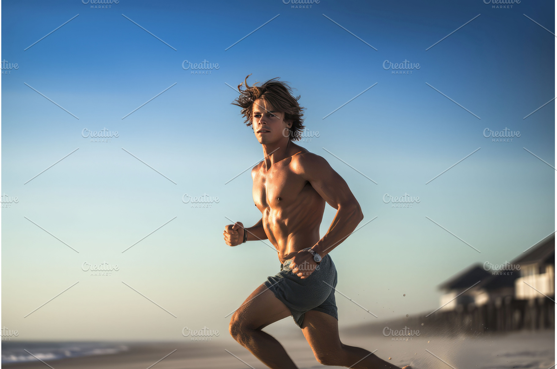 Young man running. Generate AI, a Sports & Recreation Photo by Ylivdesign