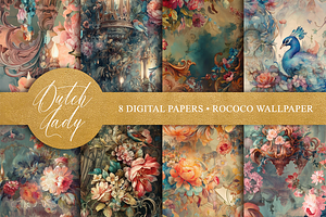 Seamless Rococo Flower Patterns