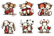 Valentine's Couple Animals Clipart, an Illustration by Dream Creation (Thumbnail 3 of 7)