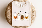 Halloween Ghost Reading Books PNG, a Seasonal Illustration by CraftArtStudio (Thumbnail 4 of 4)