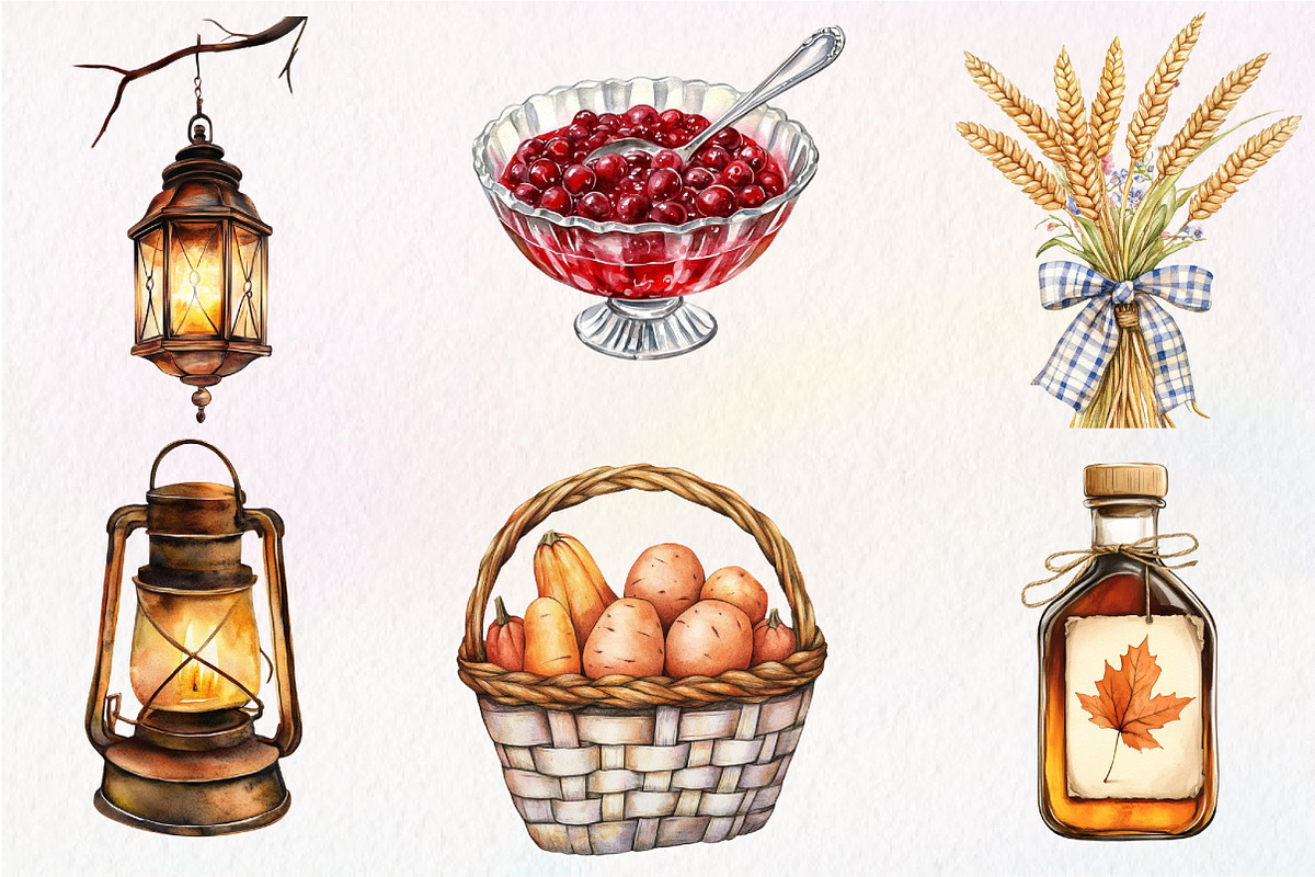 Vintage Thanksgiving Clipart Bundle, an Illustration by Dream Creation