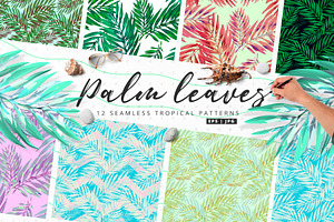 Palm Leaves 12 Vector Patterns