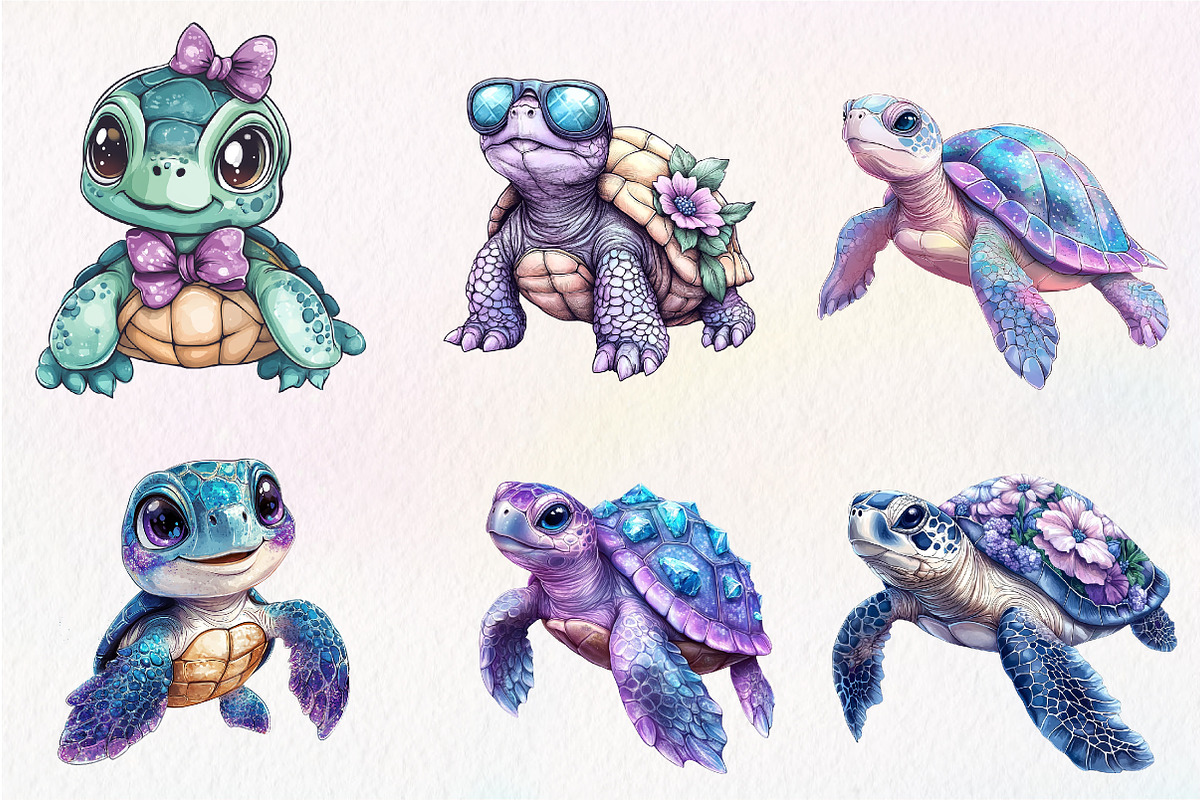 Beautiful Sea Turtles PNG Bundle, an Illustration by CreationArt (Photo 2 of 5)