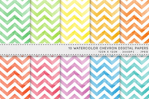 Watercolor Chevron Digital Paper
