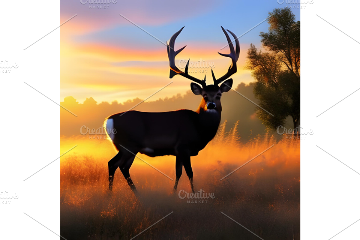 Template art, Deer at Sunrise, a Stationery Template by Boho Pixel Dust