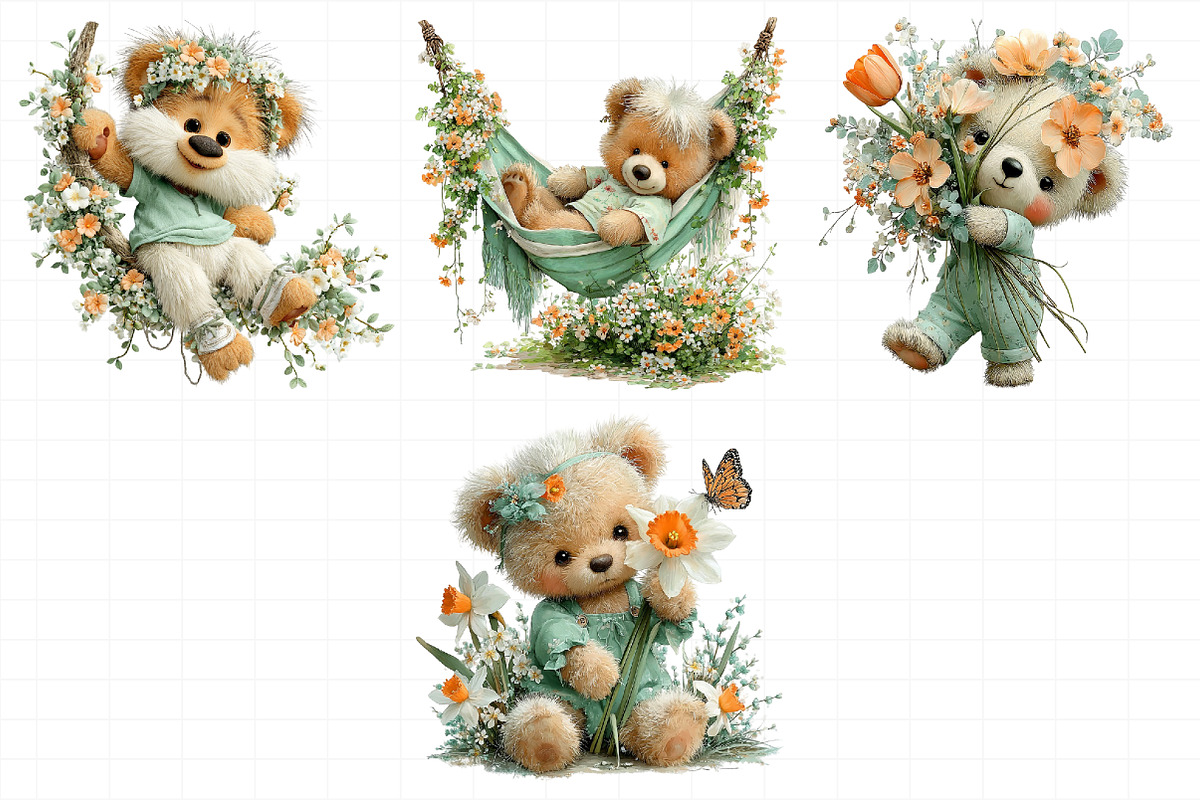 Spring Teddy Bear Illustration Bundl, an Illustration by Daily.Designs (Photo 6 of 8)