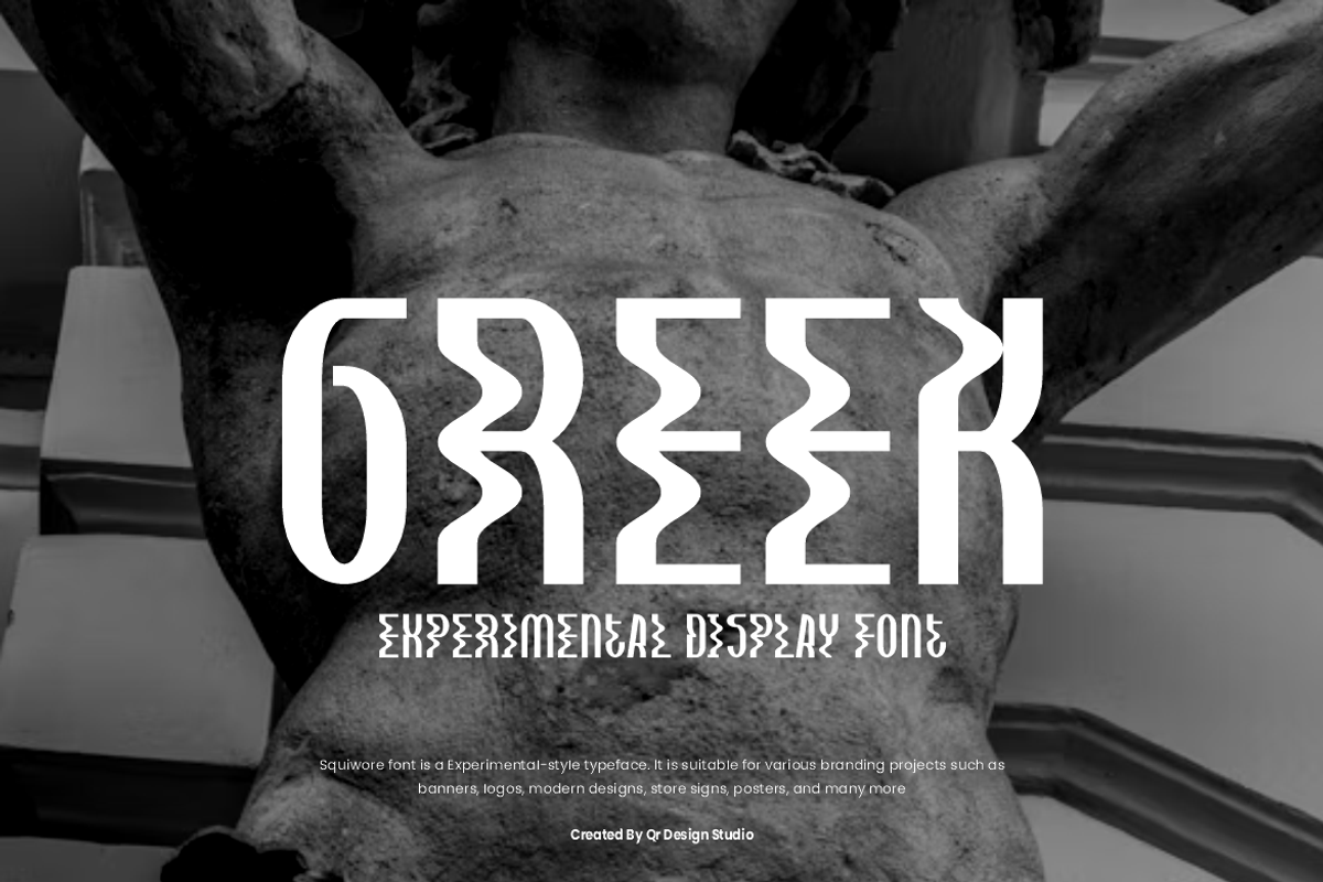 Squiwore - Experimental Font, a Sans Serif Font by QR Design Studio (Photo 3 of 8)