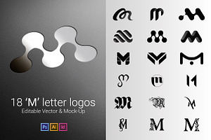 18 M Letter Logos - Vector & Mock-Up