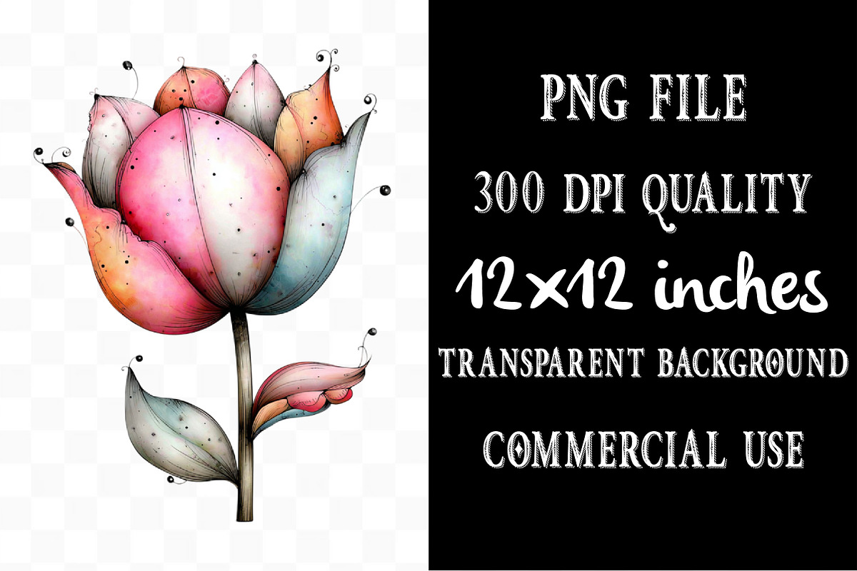 Whimsical Spring Tulip Flower Clipar, an Illustration by Designking (Photo 4 of 5)