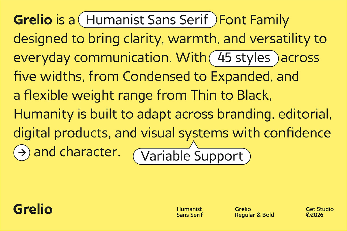 Grelio - Humanist Sans Serif, a Sans Serif Font by Get Studio (Photo 2 of 17)