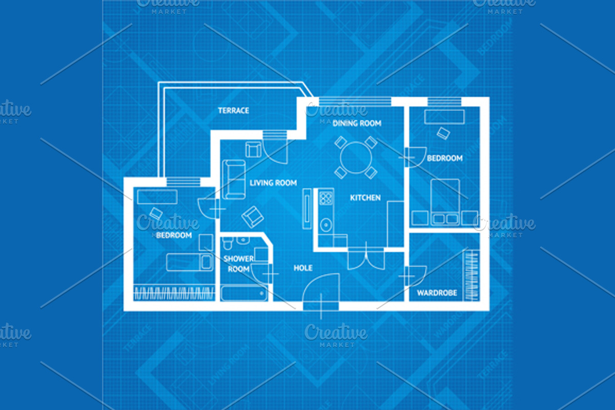 Vector plan blue print., an Illustration by Vector and Templates