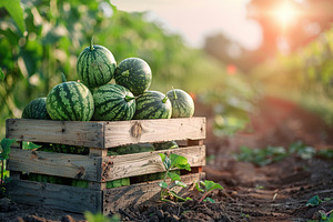Watermelons in wooden crate, a Photo by AlyaAnd